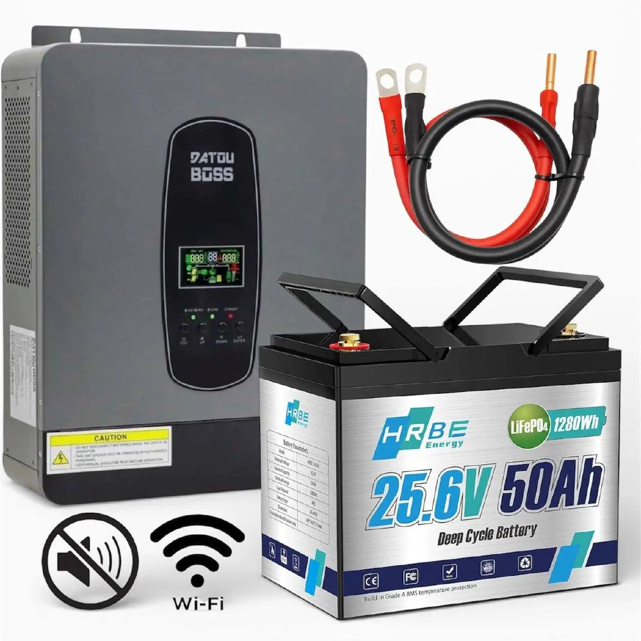 sfd Комплект 3.0 кВт Гібридний інвертор DATOU BOSS + 1,2 кВт·год, HRBEENERGY, 24В., 50А., LiFePO4, BMS, резервне живлення - Зображення 1